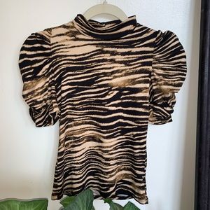 NWT Fashion Nova Brown Zebra Print SheerMY Sleeve Top